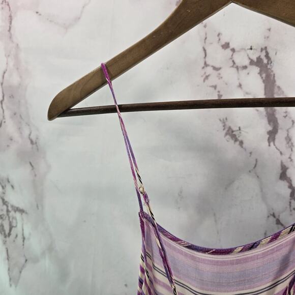 Anthropologie Dress Womens Small Purple Striped Maxi Boho Cover Up Tiered - Picture 7 of 15
